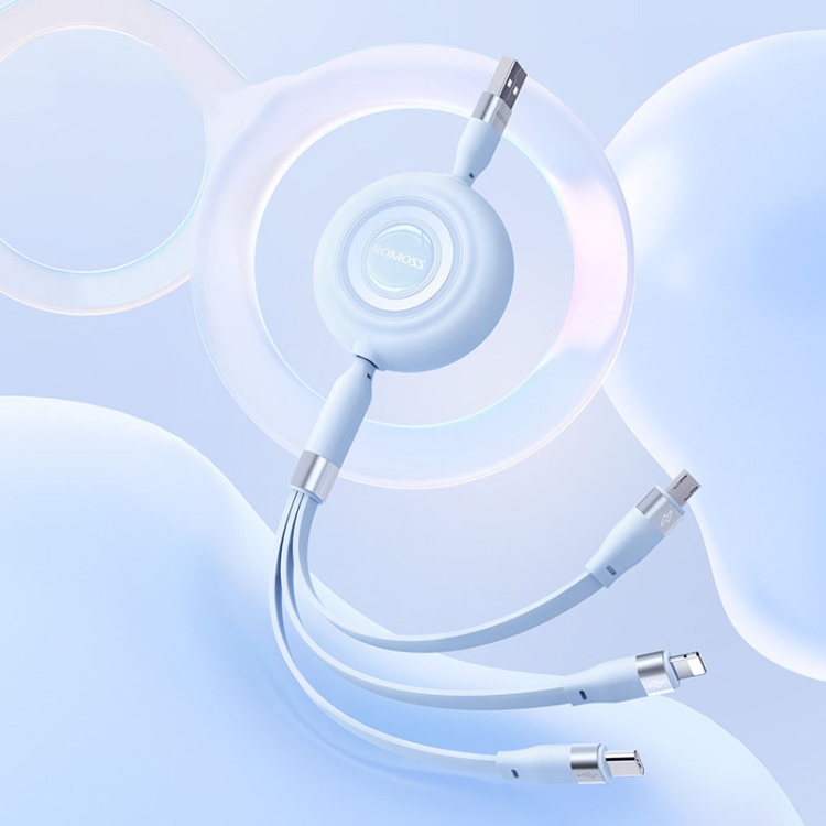 ROMOSS CB256L 1.2m 6A 100W 8 Pin + USB-C/Type-C + Micro USB 3 In 1 Charging Cable