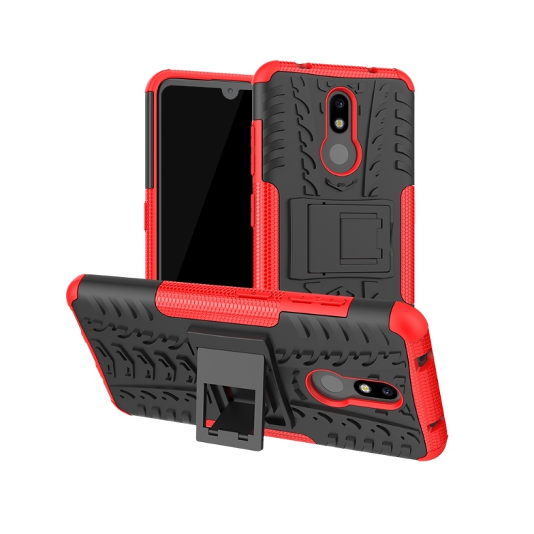 Tire Texture TPU+PC Shockproof Case for Nokia 3.2, with Holder