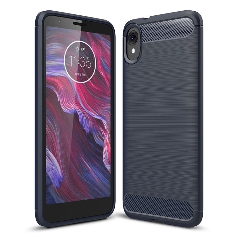 Brushed Texture Carbon Fiber Shockproof TPU Case for MOTO E6