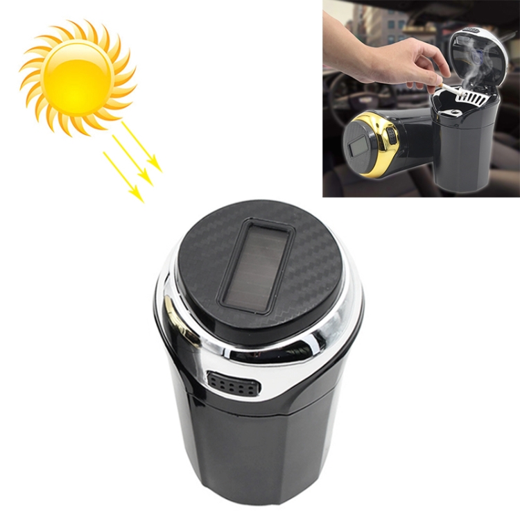 N12B Car Creative Ashtray Solar Power With Light And Cover Car Supplies