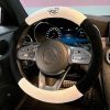 Round Style Car Universal Camellia Pattern Plush Warm Anti-skid Steering Wheel Cover, Diameter: 38cm