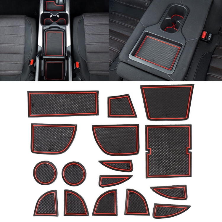 Car Water Cup Gate Slot Mats Plastic Red Anti-Slip Interior Door Pad for Mazda CX-5 2013-2014