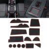Car Water Cup Gate Slot Mats Plastic Red Anti-Slip Interior Door Pad for Toyota RAV4 2016-2018