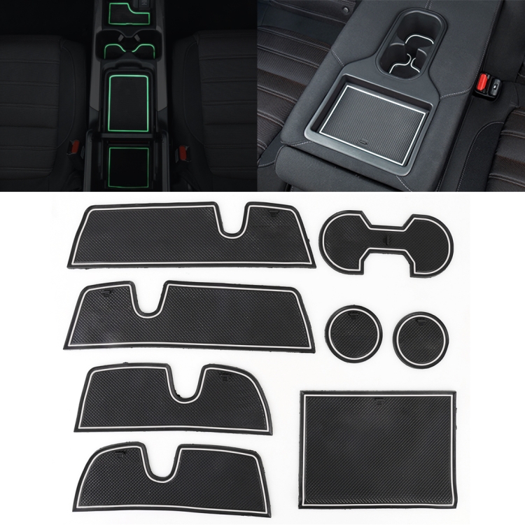 Car Water Cup Gate Slot Mats Plastic White Luminous Anti-Slip Interior Door Pad for Toyota Highlander 2009-2013