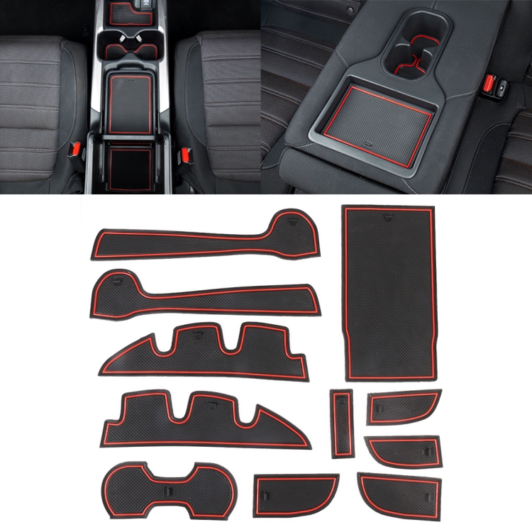 Car Water Cup Gate Slot Mats Plastic Red Anti-Slip Interior Door Pad for Toyota Camry 2012-2016