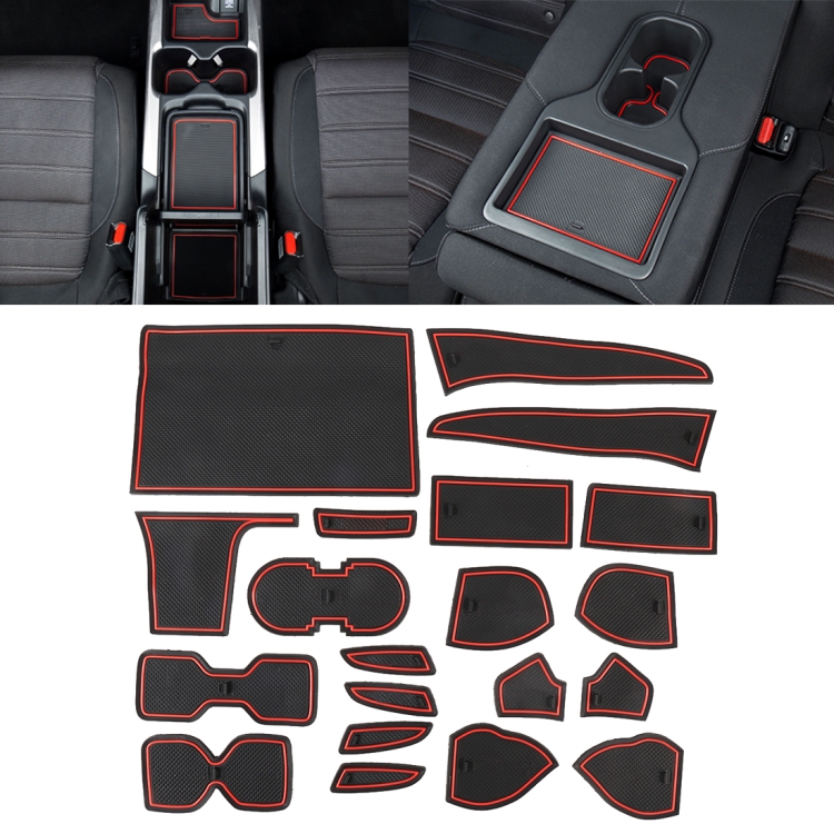 Car Water Cup Gate Slot Mats Plastic Red Anti-Slip Interior Door Pad for Nissan Sylphy 2016