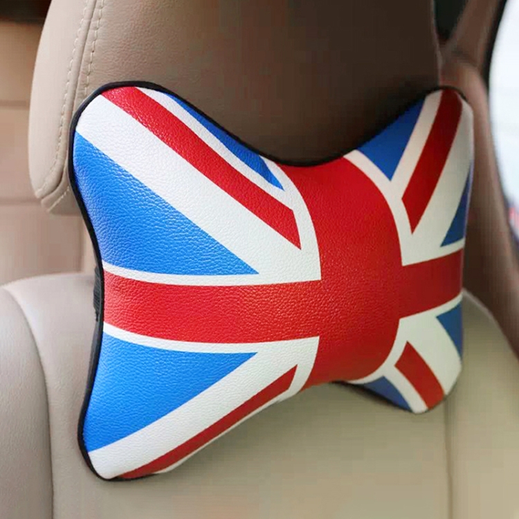 2 PCS UK Flag Pattern Car Headrest Bone Pillow