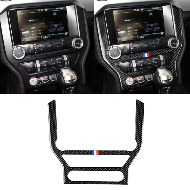 Car USA Color Carbon Fiber CD Panel Decorative Sticker for Ford Mustang 2015-2017