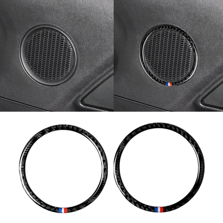 2 PCS Car USA Color Carbon Fiber Horn Ring Decorative Sticker for Ford Mustang 2015-2017