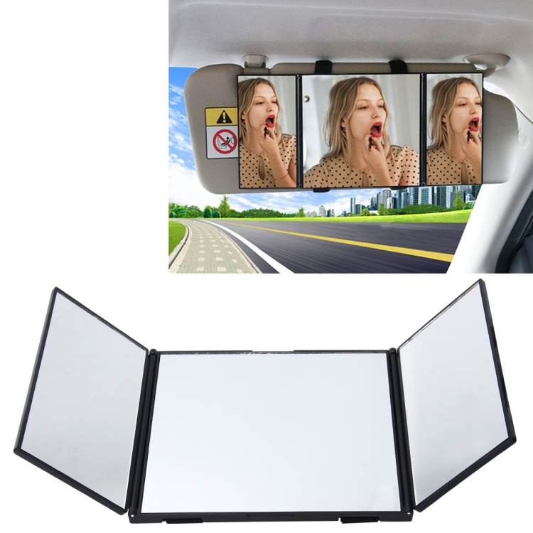 SHUNWEI Car Sun Visor Adjustable Mirror Car Makeup Sun-shading Vehicle Mounted Cosmetic Mirror Folding Vanity Mirror Triple Folding Car Interior Makeup Mirror Auto Supplies