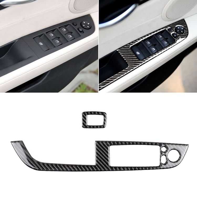 Car Carbon Fiber Window Lift Panel With Folding Key Soild Decorative Sticker for Left Drive BMW Z4 2009-2015