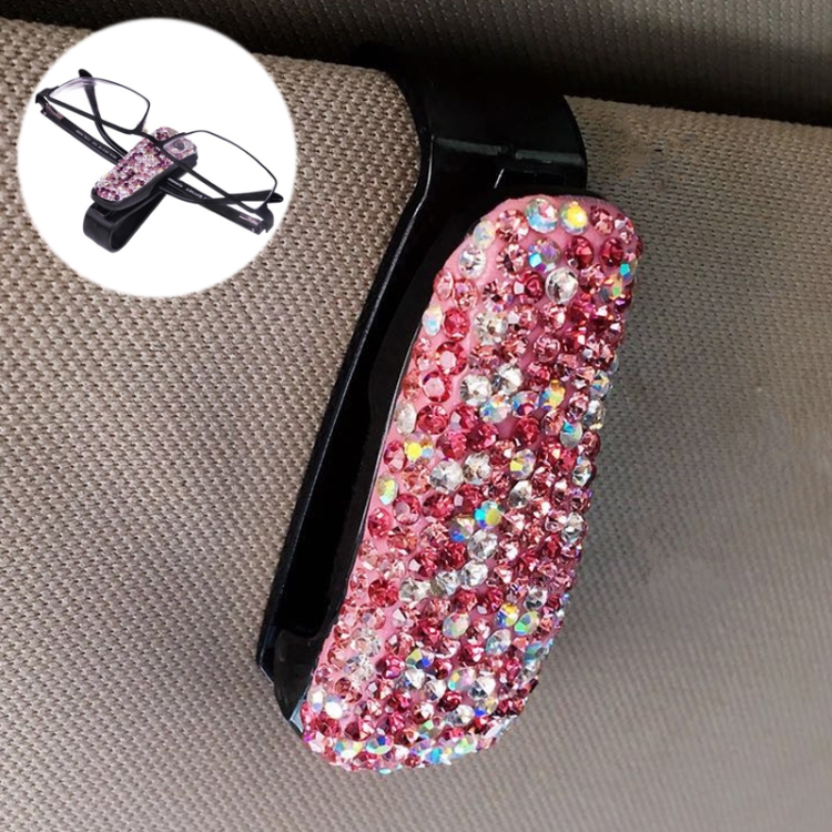 Car Mixed Color Diamond Mounted Glasses Bill Clip Holder