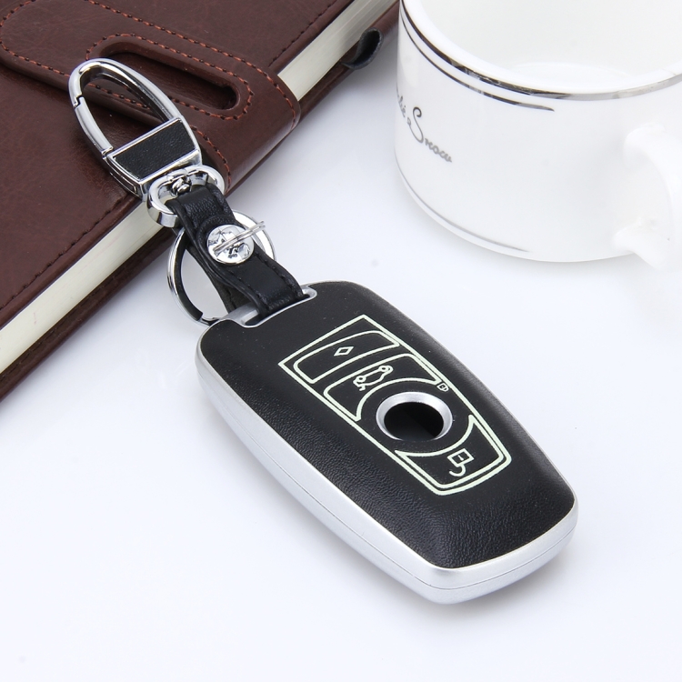 Car Auto PU Leather Luminous Effect Key Ring Protection Cover for BMW Series5/Series7