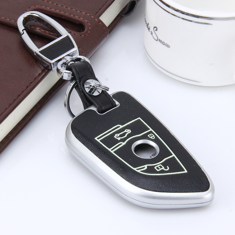 Car Auto PU Leather Luminous Effect Key Ring Protection Cover for BMW X5/X6