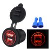 Universal Car Charger 2 Port Power Socket Power Dual USB Charger 5V 4.2A IP66 with Aperture