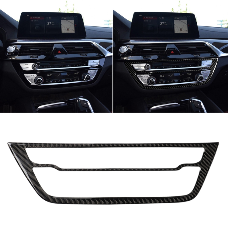 Car Carbon Fiber CD Panel Decorative Sticker for BMW 5 Series G38 528Li / 530Li / 540Li 2018