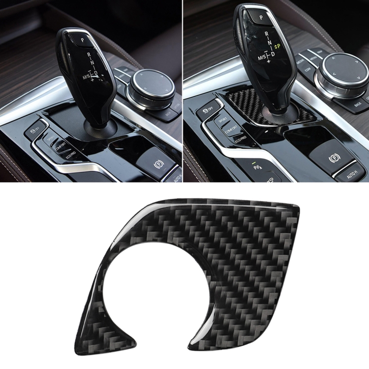 Car Carbon Fiber Gear Lever Lower Panel Decorative Sticker for BMW 5 Series G38 528Li / 530Li / 540Li 2018, Left Drive