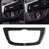 Car Tricolor Carbon Fiber Headlight Switch Frame Decorative Sticker for BMW 5 Series G38 528Li / 530Li / 540Li 2018