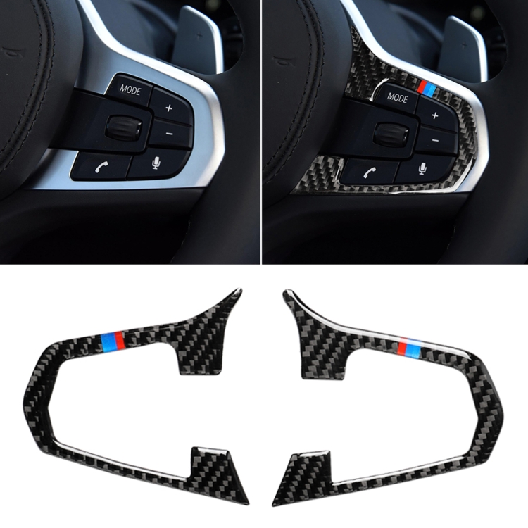 Car Tricolor Carbon Fiber Steering Wheel Button Configuration A Decorative Sticker for BMW 5 Series G30/G38 X3 G01/G08