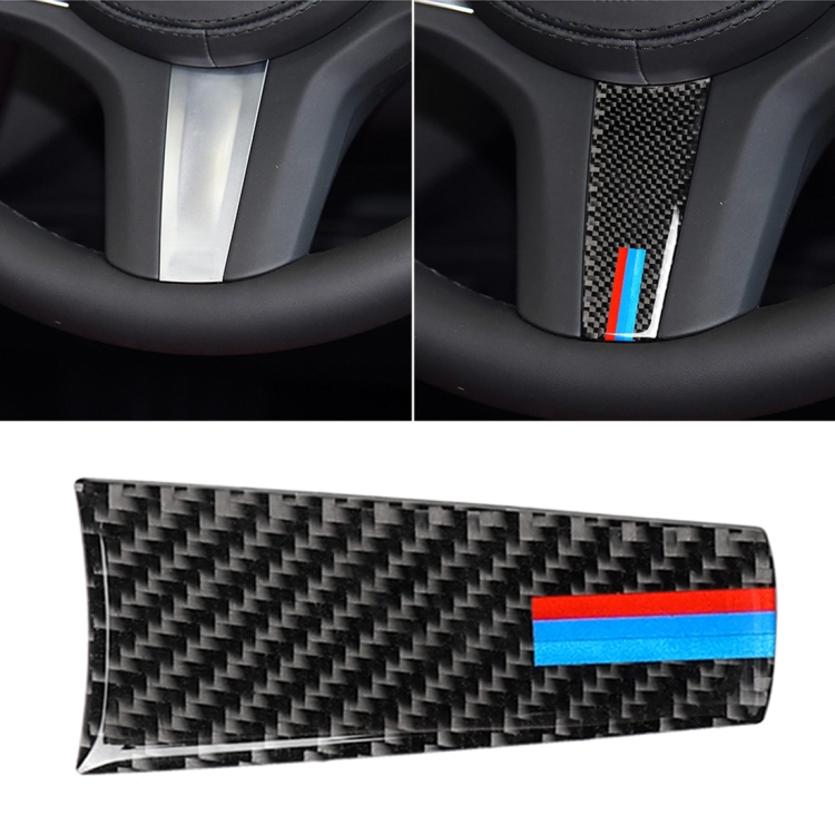 Car Tricolor Carbon Fiber Steering Wheel Decorative Sticker for BMW 5 Series G30/G38 X3 G01/G08