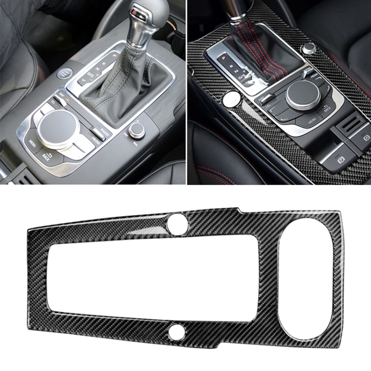Car Carbon Fiber Gear Position Panel Decorative Sticker for Audi 2014-2017 A3, Left Drive