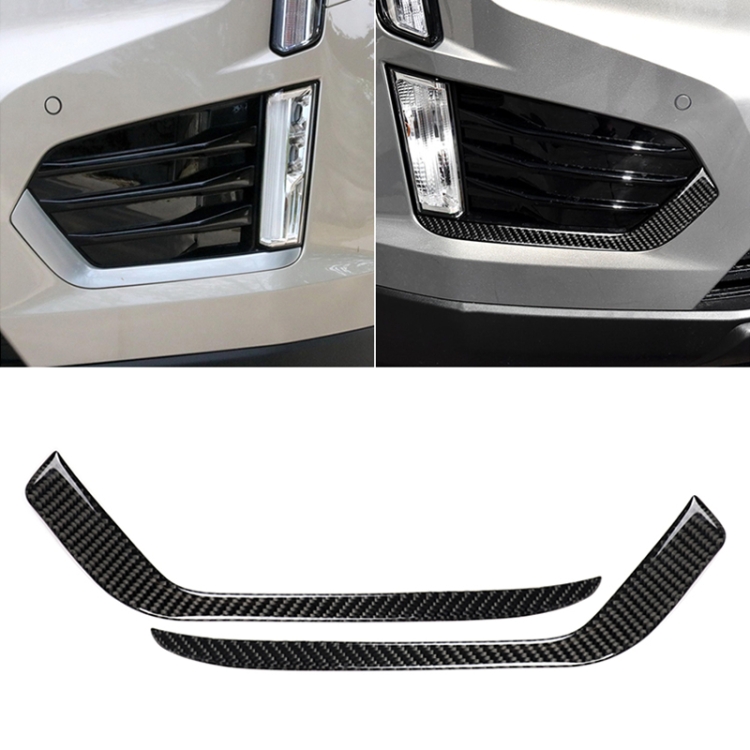 Car Carbon Fiber Front Fog Light Decorative Stripe for Cadillac XT5 2016-2017, Left Drive