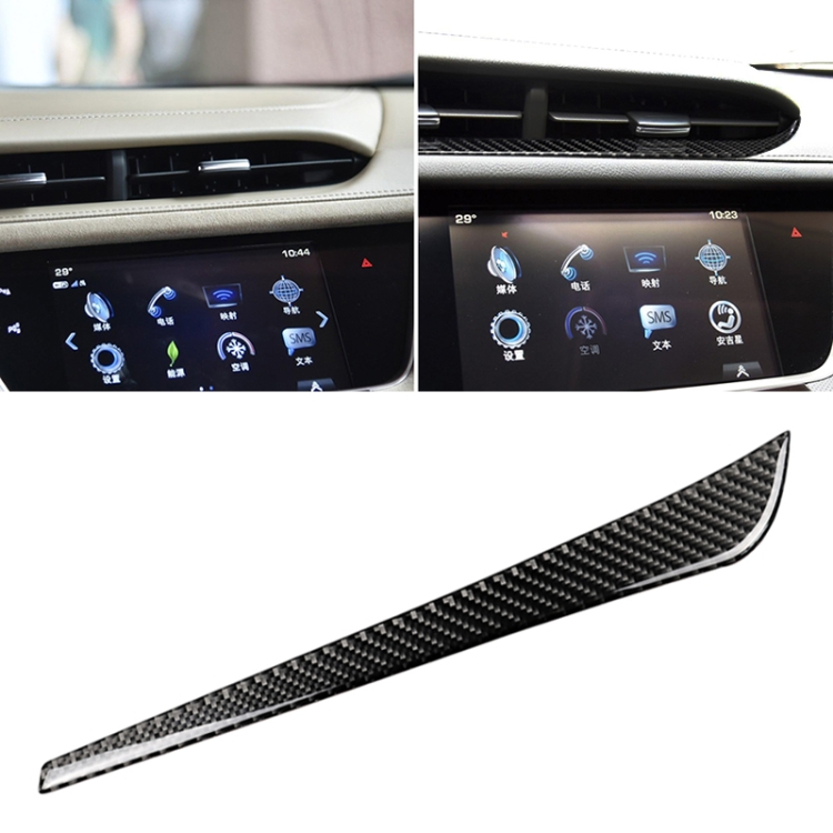 Car Carbon Fiber Middle Air Outlet Decorative Sticker for Cadillac XT5 2016-2017, Left Drive