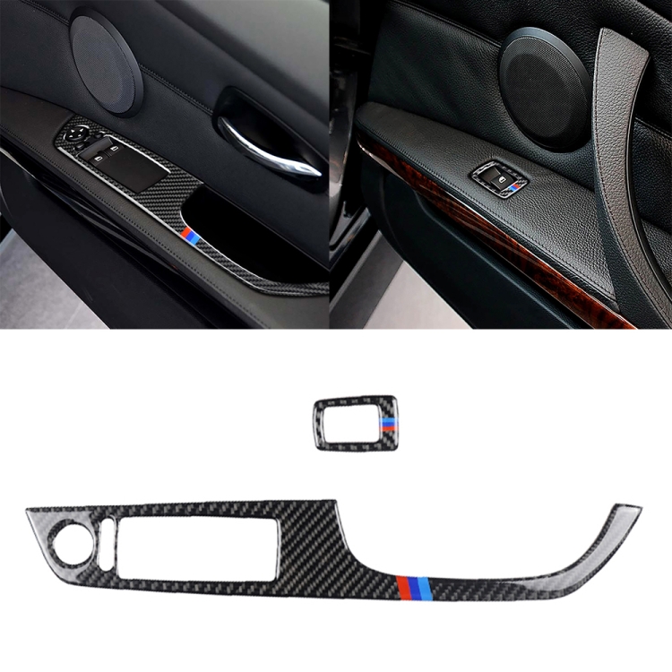 2 in 1 Three Color Carbon Fiber Car Right Driving Lifting Panel Decorative Sticker for BMW E92 2005-2012