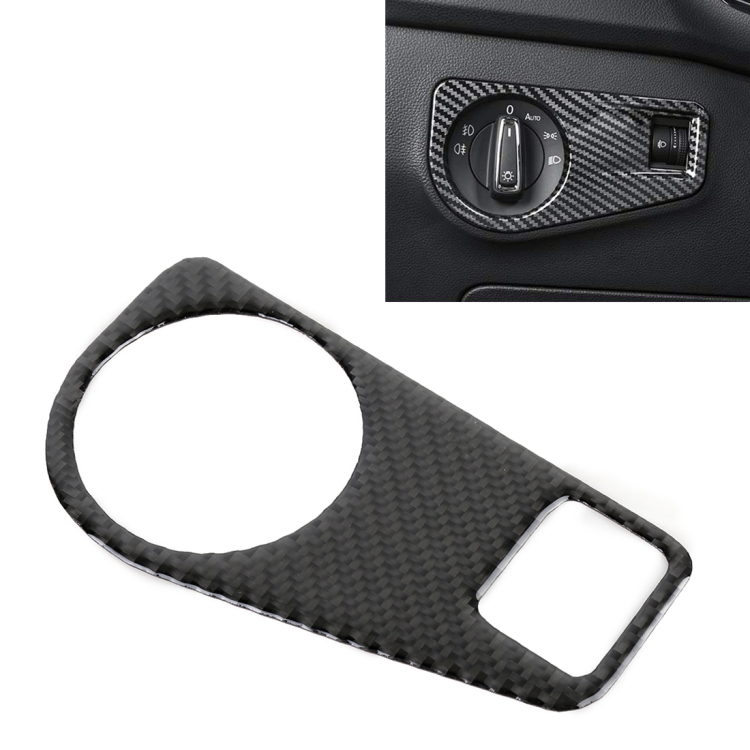Car Carbon Fiber Headlight Switch Panel Decorative Sticker for Volkswagen Tiguan L, High Configuration