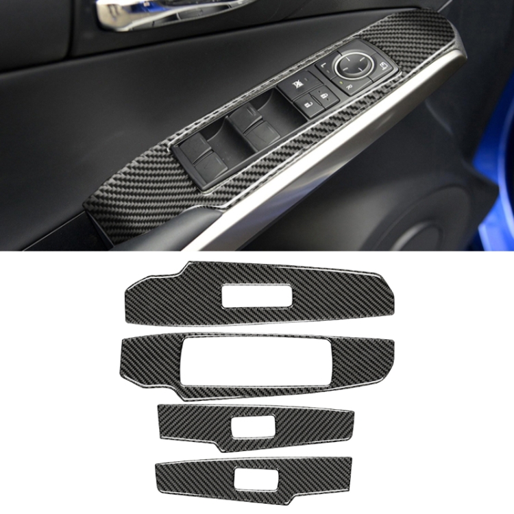 Car Carbon Fiber Window Glass Lifting Panel Button Decorative Sticker for Lexus IS250 2013-, Left Drive B Style
