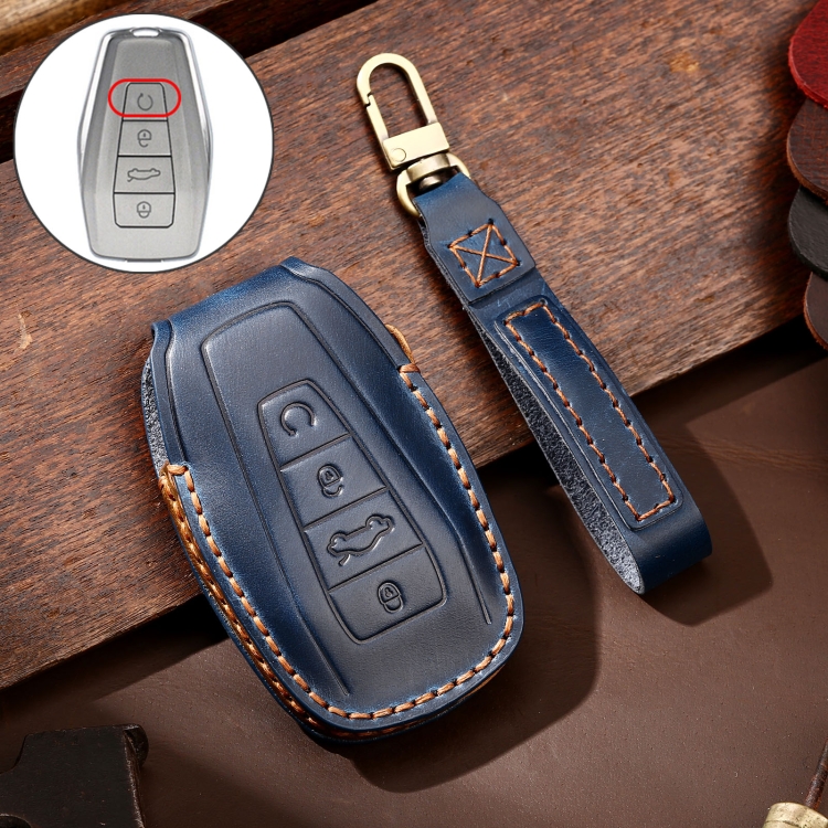 Hallmo Car Cowhide Leather Key Protective Cover Key Case for Geely Emgrand B Style