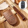 Hallmo Car Cowhide Leather Key Protective Cover Key Case for Jeep Compass
