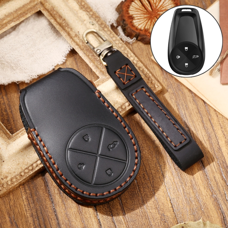 Hallmo Car Cowhide Leather Key Protective Cover Key Case for NIO ES6 / ES8