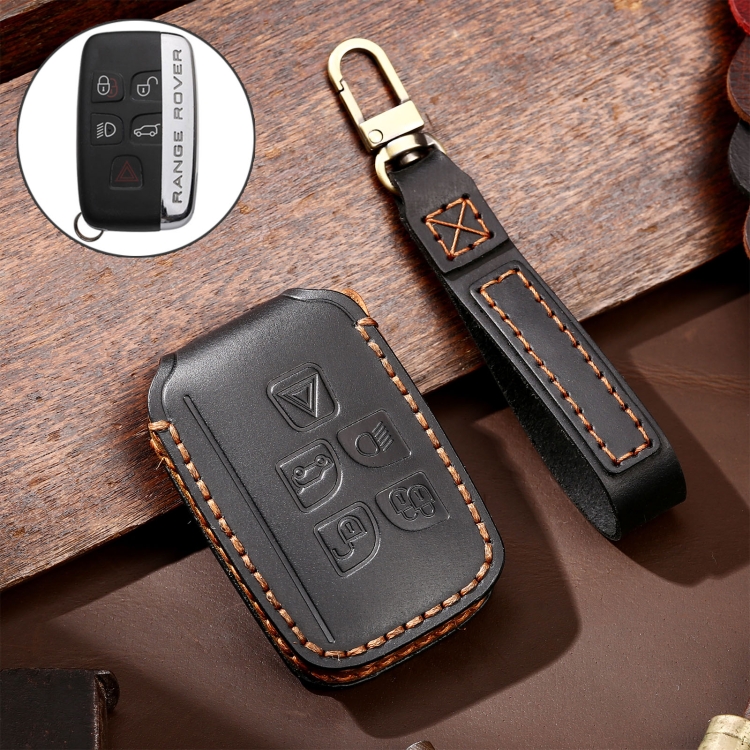 Hallmo Car Cowhide Leather Key Protective Cover Key Case for Land Rover Discovery 5 A Style