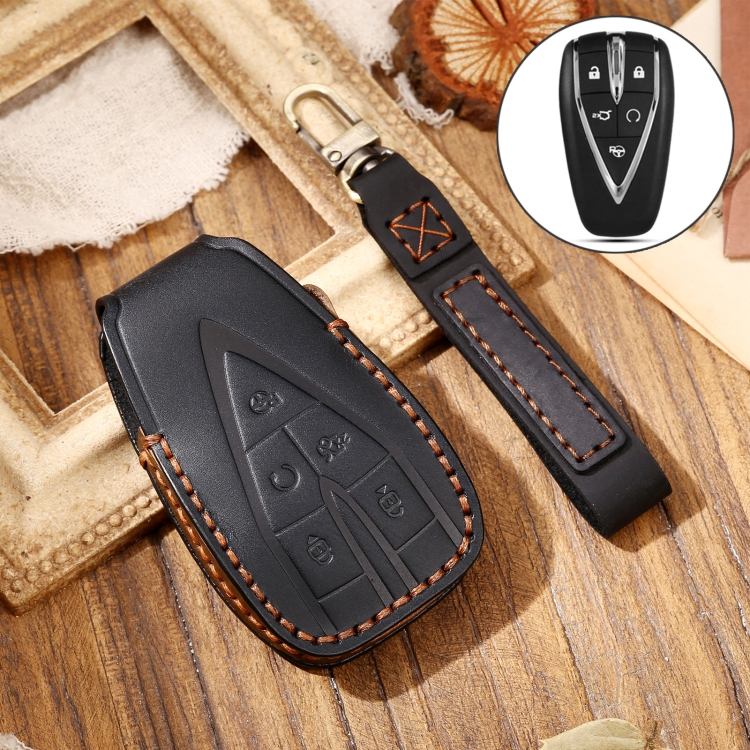 Hallmo Car Cowhide Leather Key Protective Cover Key Case for Changan CS75 Plus