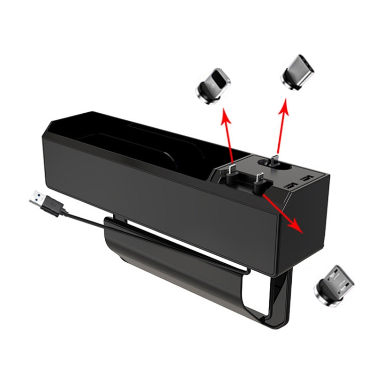 Micro USB + USB-C / Type-C + 8PIN Interface Car Multi-functional Cup Holder Seat Gap Side Storage Box