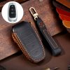 Hallmo Car Cowhide Leather Key Protective Cover Key Case for Hyundai 3-button