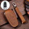 Hallmo Car Cowhide Leather Key Protective Cover Key Case for Hyundai 6-button