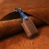 For Honda Car Cowhide Leather Key Protective Cover Key Case, Three Keys Start Version