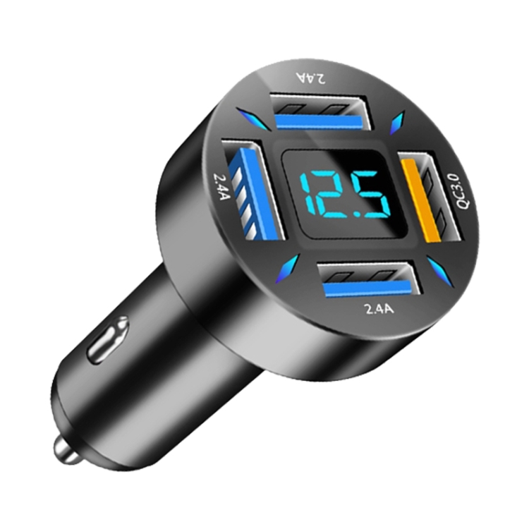 2pcs 4 in 1 USB QC3.0 Digital Display Car Fast Charger