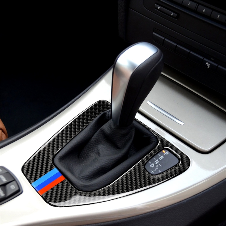 Three Color Carbon Fiber Car Right Driving Gear Panel Decorative Sticker for BMW E90 / E92 2005-2012