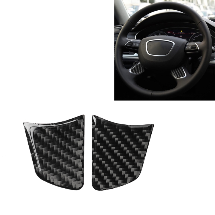 Car Carbon Fiber Steering Wheel Button Decorative Sticker for Audi A6 S6 C7 A7 S7 4G8 2012-2018, Left and Right Drive Universal
