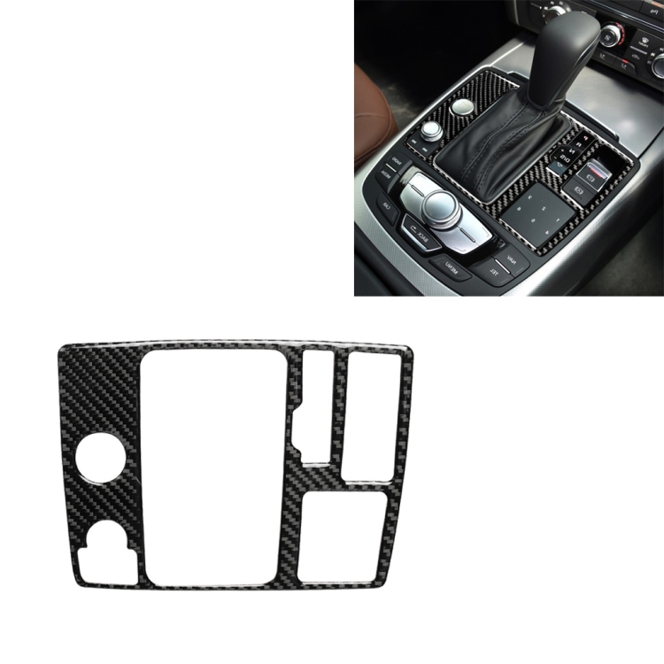 Car Carbon Fiber One-button Start Panel Decorative Sticker for Audi A6 S6 C7 A7 S7 4G8 2012-2018, Right Drive