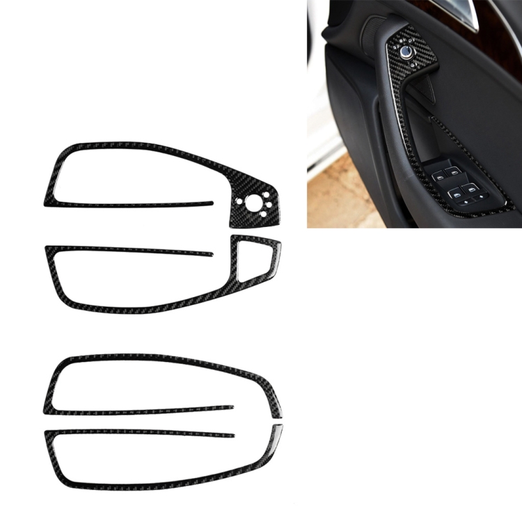 Car Carbon Fiber Glass Lifter Long Style Decorative Sticker for Audi A6 S6 C7 A7 S7 4G8 2012-2018, Right Drive