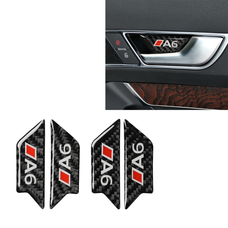 Car Carbon Fiber Door Bowl Anti-scratch Sticker for Audi A6 2005-2011, Left and Right Drive Universal