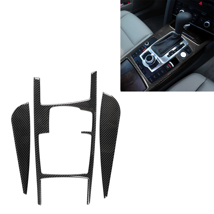 Car Carbon Fiber Gear Shift Position + Side Panel Decorative Sticker for Audi A6 2005-2011, Right Drive, Low Configuration
