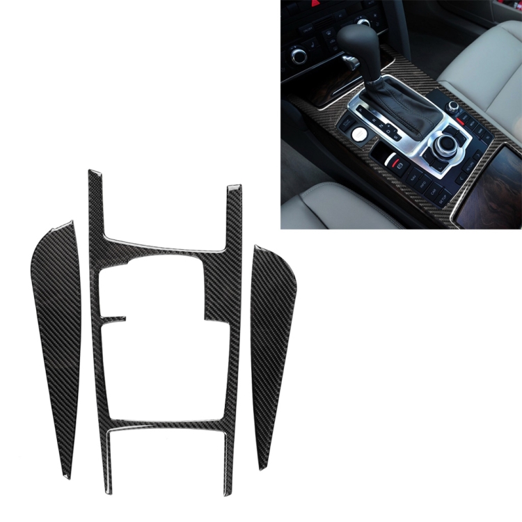 Car Carbon Fiber Gear Shift Position + Side Panel Decorative Sticker for Audi A6 2005-2011, Left Drive, Low Configuration