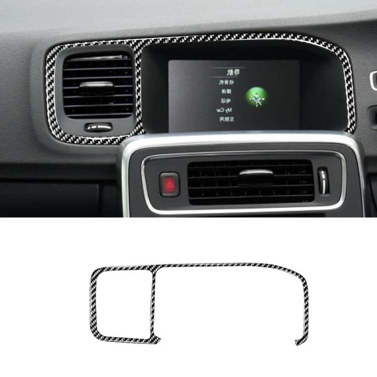 Car Carbon Fiber Navigation Frame Decorative Stickers for Volvo V60 2010-2017 / S60 2010-2018, Right Drive