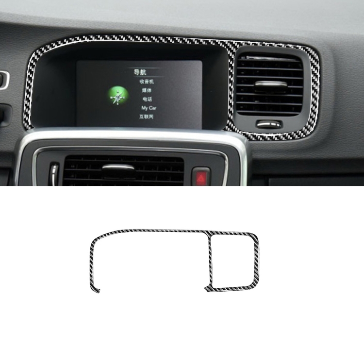 Car Carbon Fiber Navigation Frame Decorative Stickers for Volvo V60 2010-2017 / S60 2010-2018, Left Drive