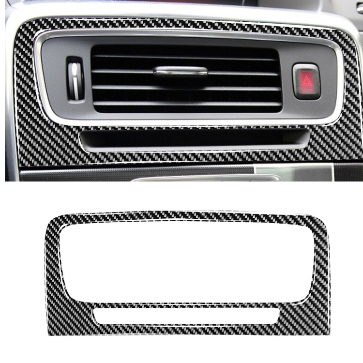Car Carbon Fiber Central Control Air Outlet Decorative Stickers for Volvo V60 2010-2017 / S60 2010-2018, Left and Right Drive Universal
